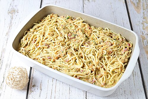 Gemüse-Spaghetti Carbonara