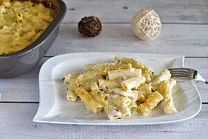 Käse-Schinken-Rigatoni aus der Ofenhexe von Pampered Chef®
