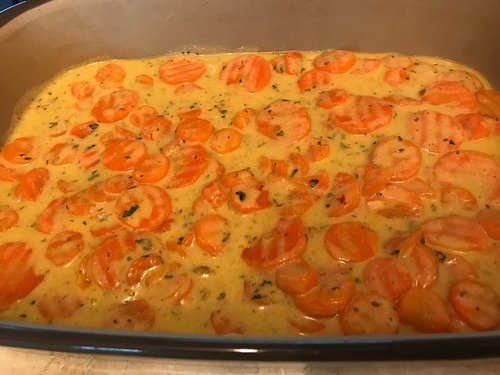 Seelachs auf Karotten in Senfsauce aus der Ofenhexe von Pampered Chef®
