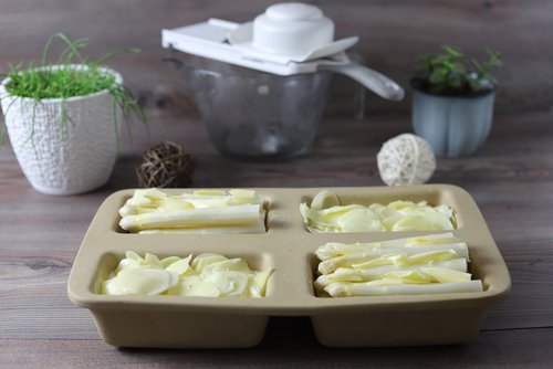 Spargel mit Kartoffelgratin in der Mini-Kastenform von Pampered Chef®