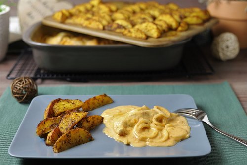 Zwiebel-Hähnchen mit Kartoffelwedges im Grundset von Pampered Chef®